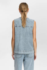 Numph Brooklyn Vest - Light Blue Bleach